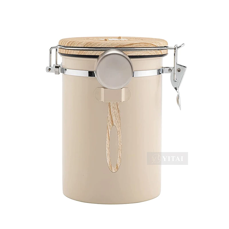 Custom Kitchen Storage Can Set Of Jar Coffee Tea Sugar Stainless Steel Metal Canister Sets With Wooden Lid