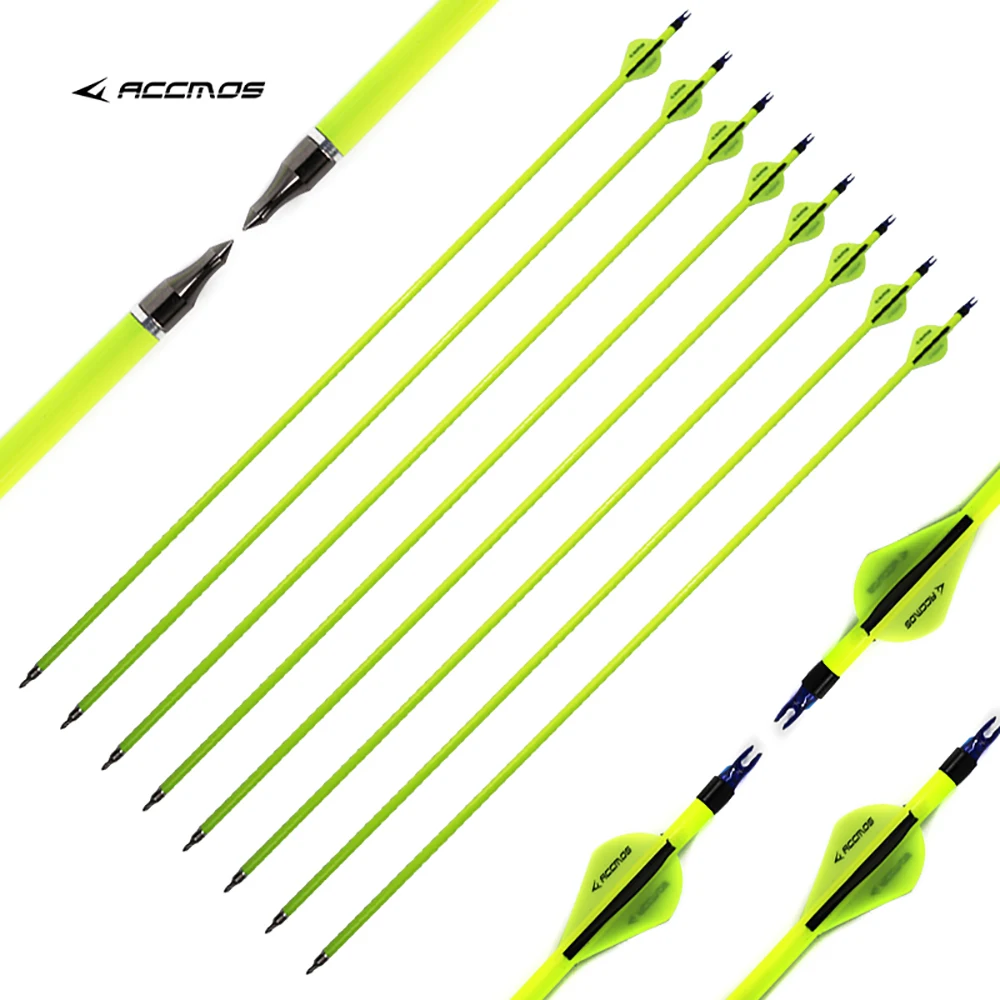 ACCMOS 6.2ID Mixed Carbon Arrow Spine 500 Yellow Shaft Hunting Bow and Arrow Set Archery Arrow  Bow