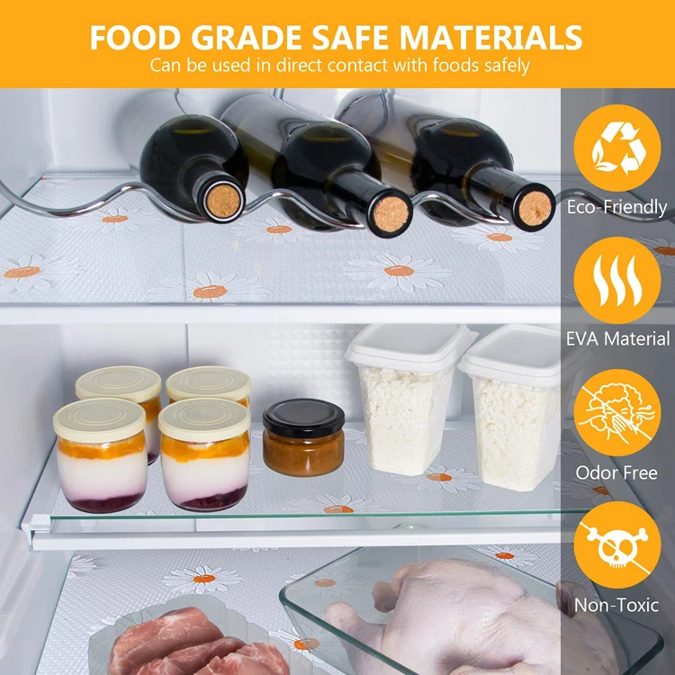 Washable Non-Slip EVA Refrigerator Mats for Drawer, Placemat and Cupboard Cabinet Shelf Liners - BPA Free, Can Be Cut Fridge Mat