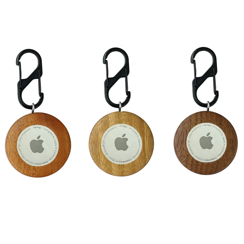 2022 Logo Customized Cover Keychain Key Ring Clip Holder Wood Case For Apple Airtag