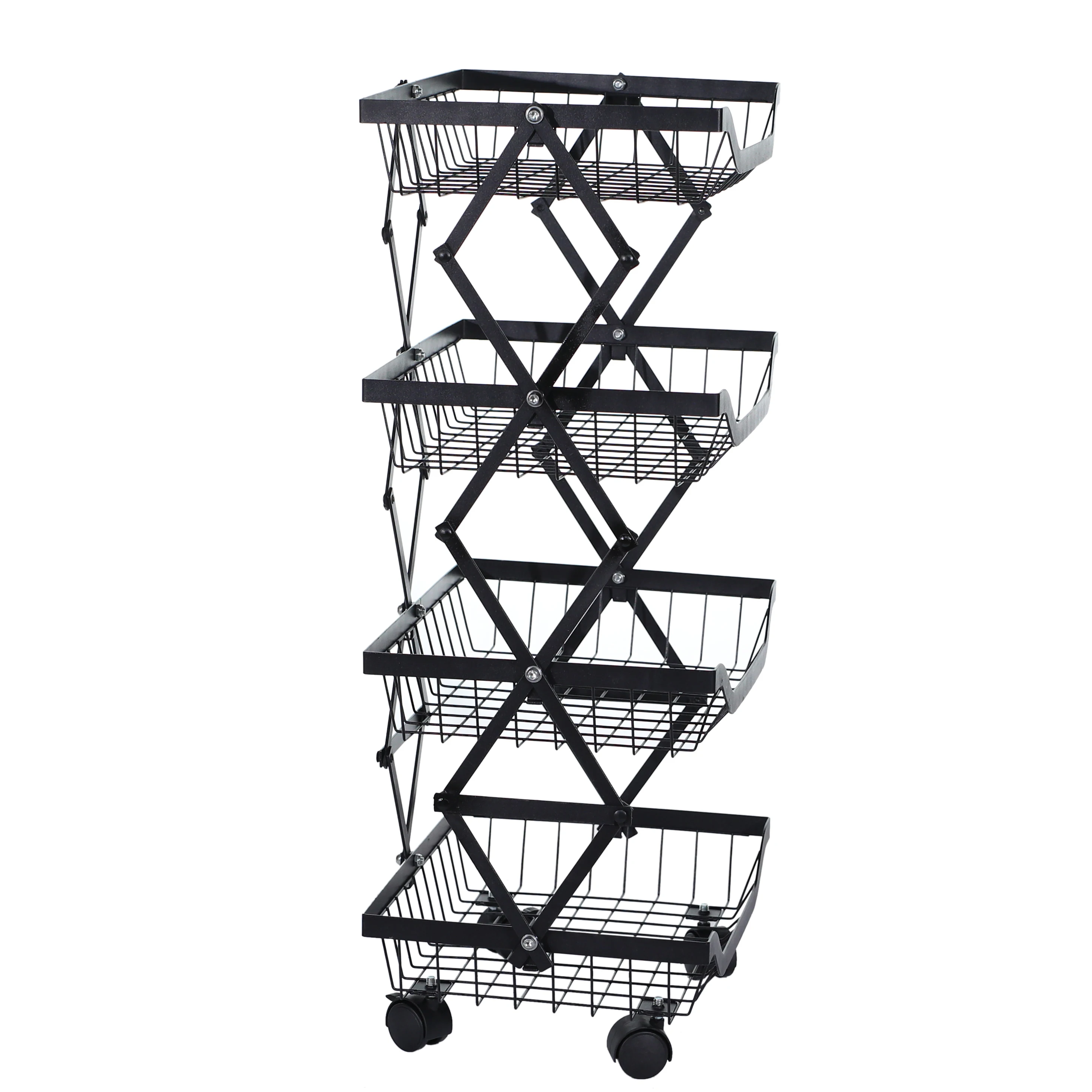 Kitchen Rack Folding Floor Fruit Basket Removable Vegetable Storage Rack Household