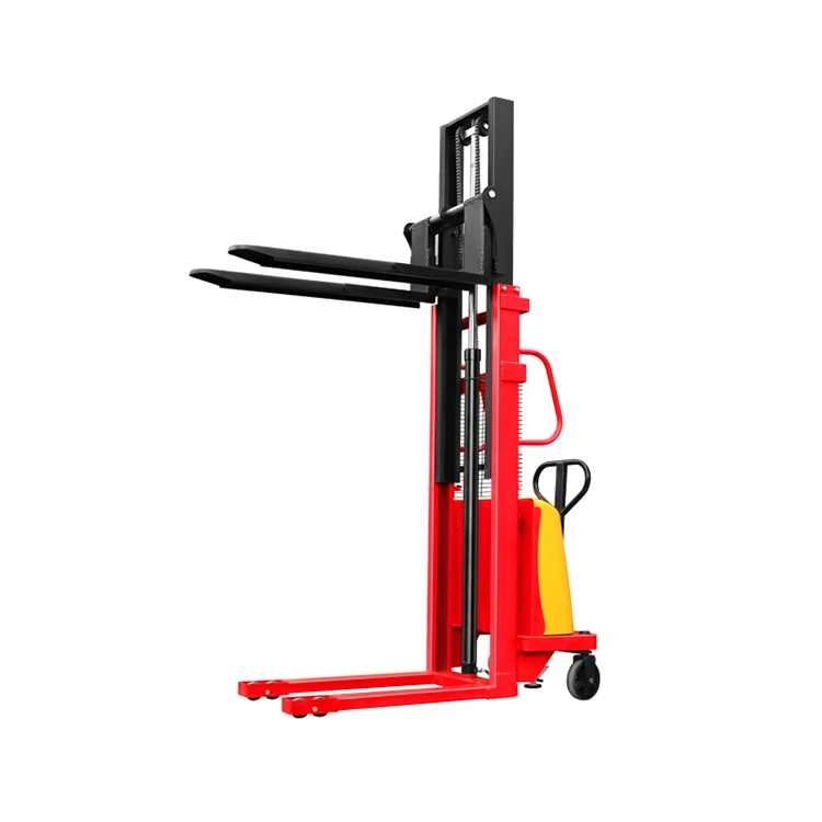 Capacity 1500kg Super Battery Life Charging Type Semi Electric Pallet Stacker with Abrupt Stop Switch
