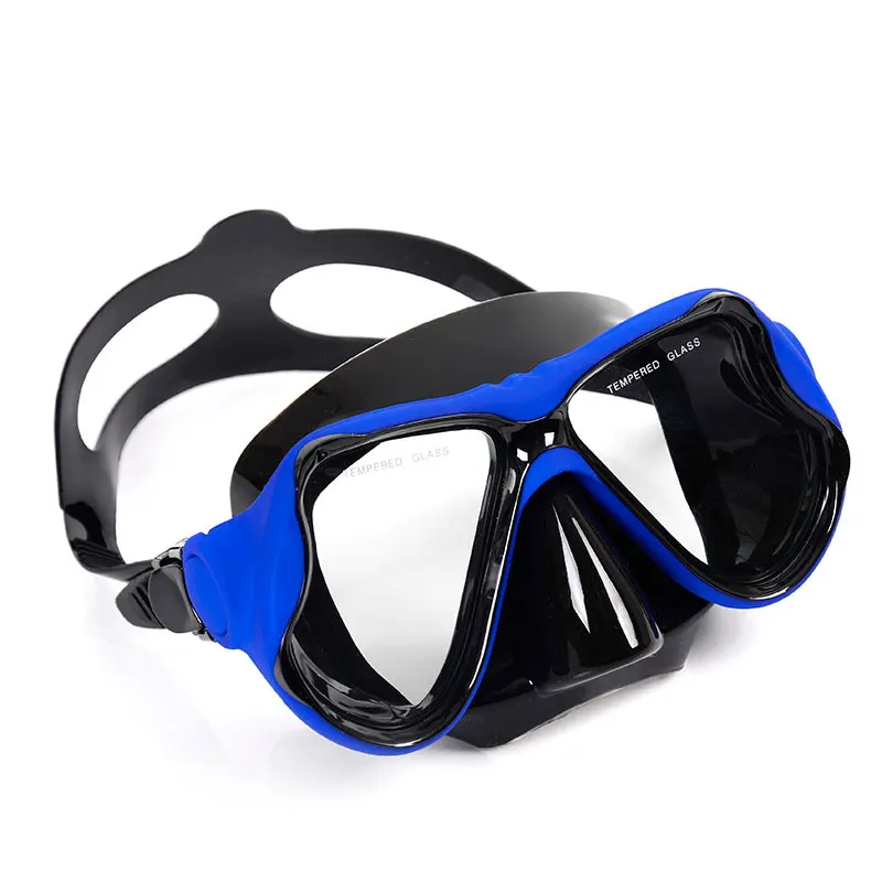 Silica gel tempered glass lens diving masks head with swimming and snorkeling surface mirror