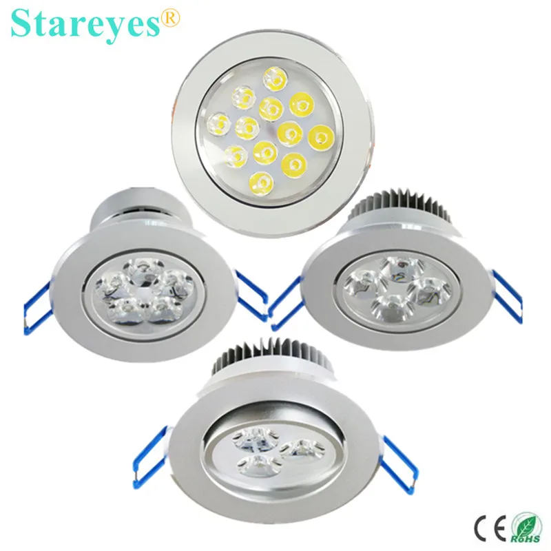 100 pcs 12W 9W 7W 5W 4W 3W AC85-265V Dimmable High Power LED Downlight Light Bulb Ceiling Light Bulb Ceiling lamp lighting