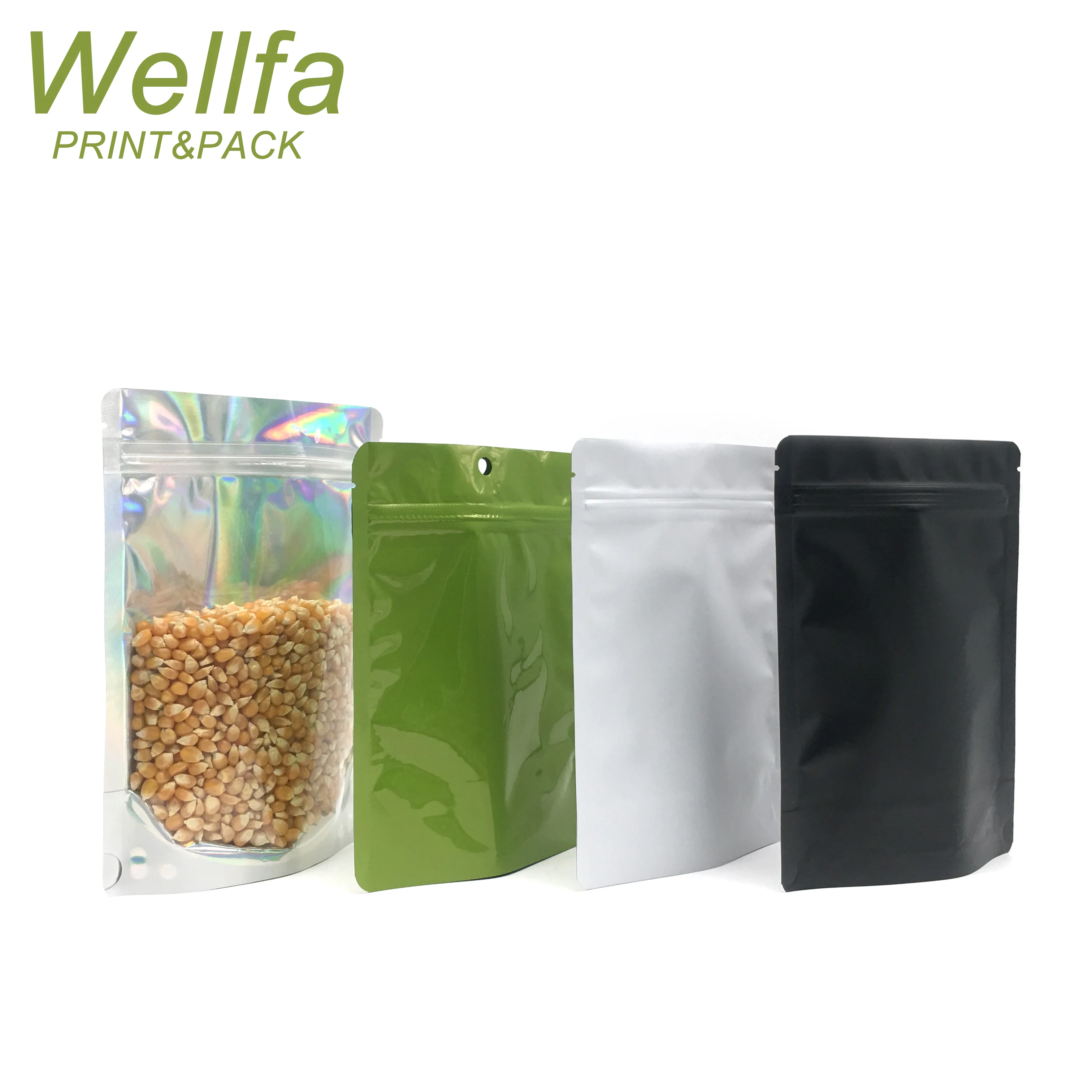 Aluminum foil stand up zipper bag pouch stand up pet laminate pouch