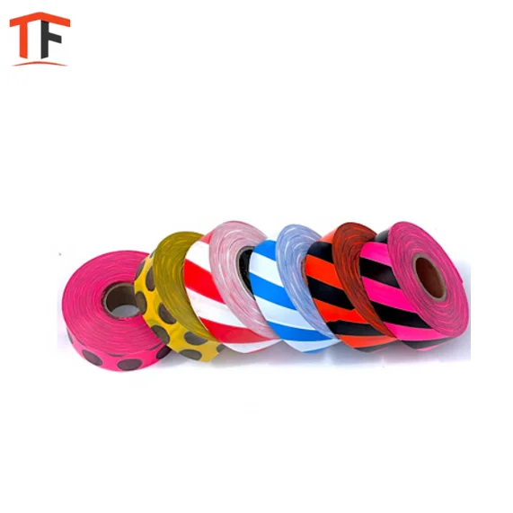 Custom non adhesive 2.5 cm pvc reflective warning flagging tape for Surveying Forestry Mining safety