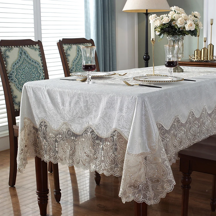 Factory outlet flannel fabric embroidery lace tablecloth