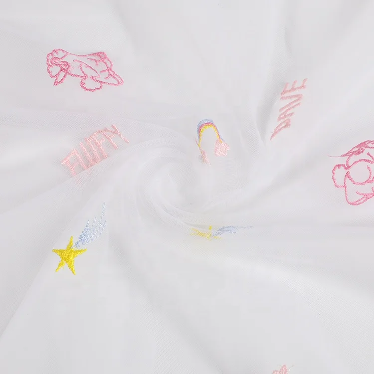 Оптовая продажа, Тюлевая ткань, сетка на заказ, цветная вышивка на сетке, необычная кружевная ткань для платья