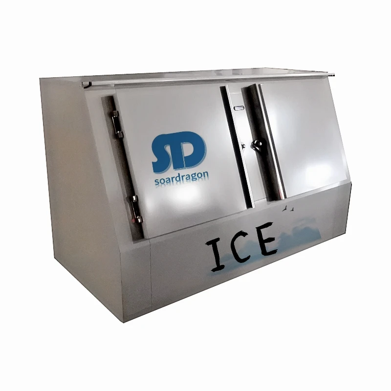 Soardragon Outdoor Foam Door Ice Storage Bin Slant doors bagged Cube Ice Chest Freezer for Gas Station use
