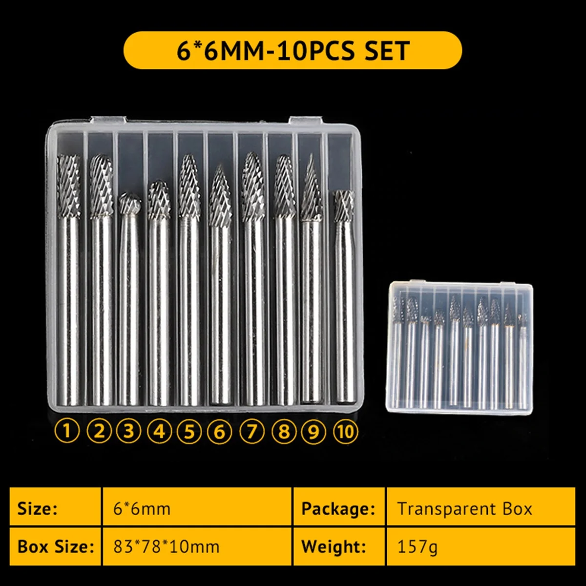 10pcs Carpenter Tungsten Steel Carbide Rotary File Set for Woodworking