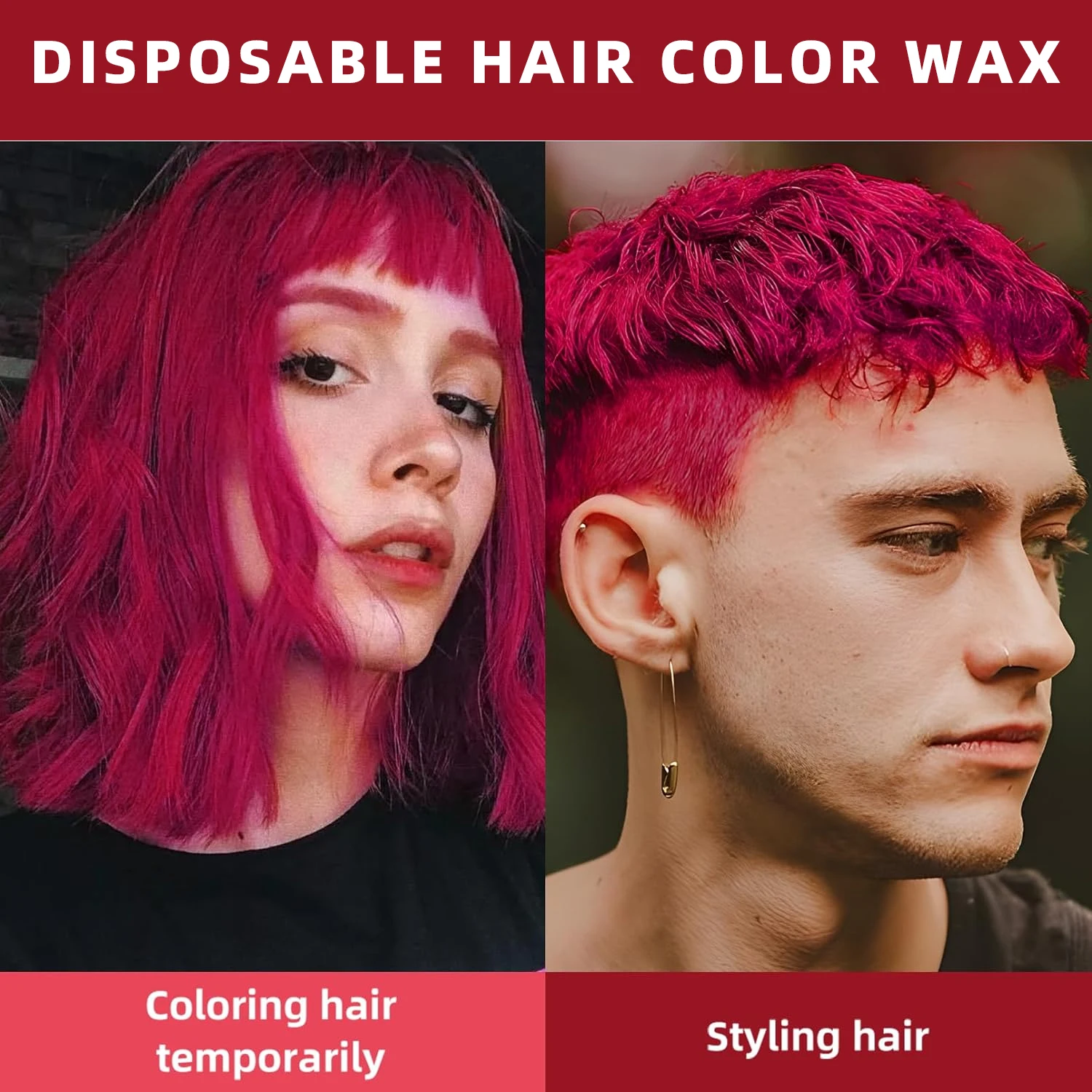 Hair Dye Washable Natural Instant Hair Color Cream Red Wax for DIY Hairstyle for Kids Men Women Halloween Party -739269