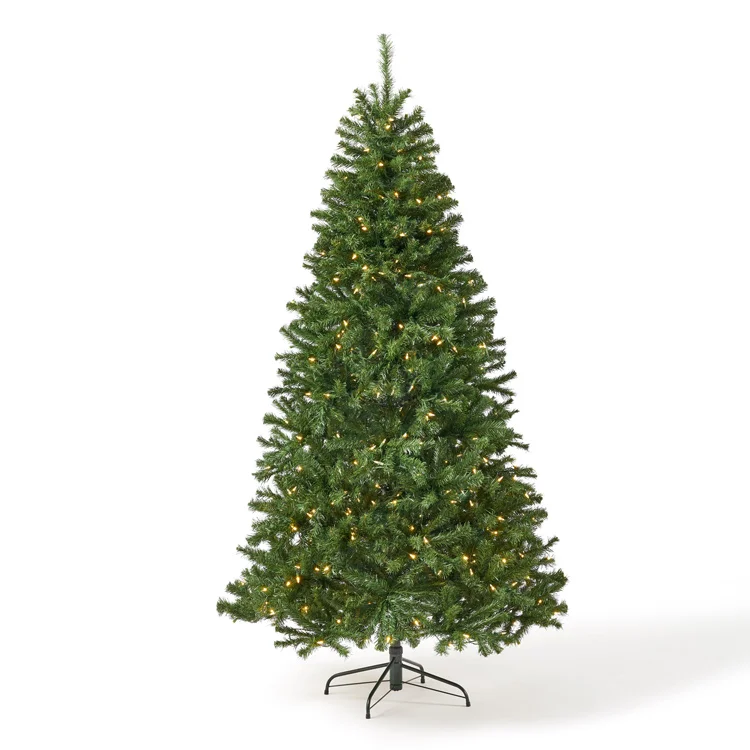 Free shipping within the U.S. 7-foot Noble Fir Pre-Lit Clear LED Hinged Artificial Christmas Tree