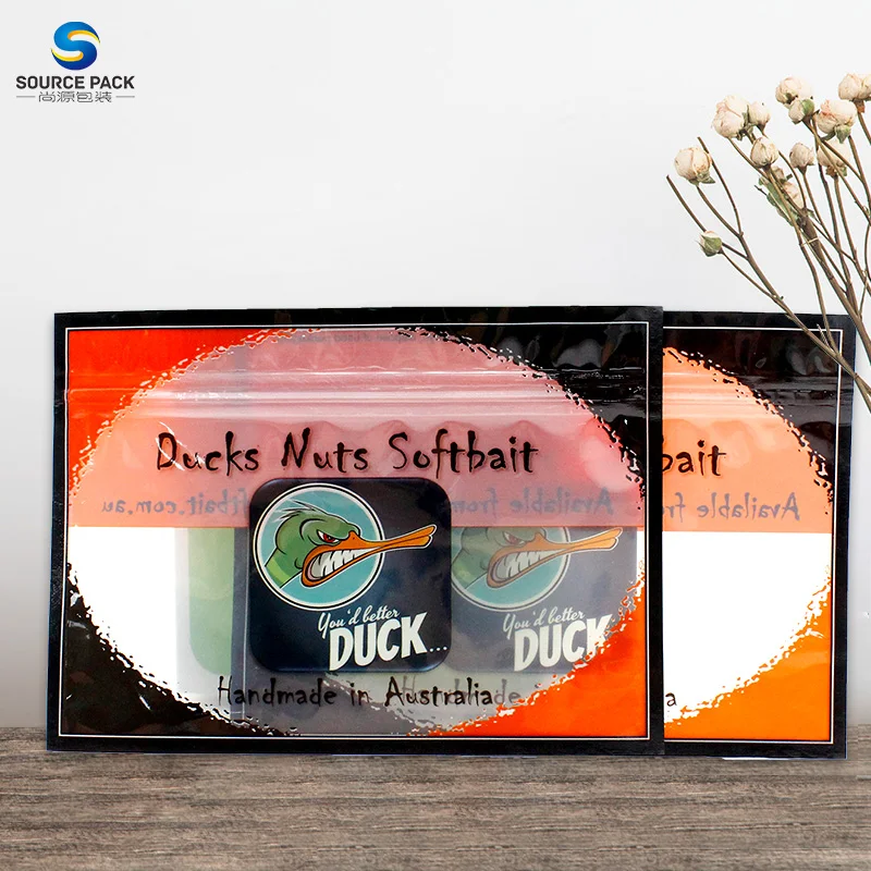 Wholesale Customized Fishing Worm Bait Fishing Bait Packing Fishing Lure Worm Bait Zipper Bags With Clear Window