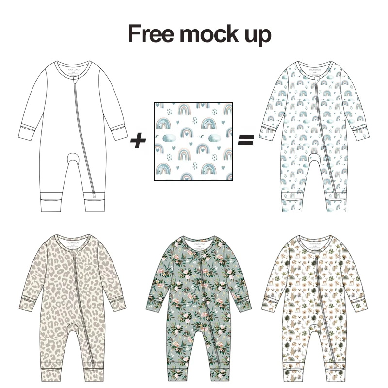 Детский комбинезон на молнии, с принтом из бамбука, на возраст 0-3 месяца