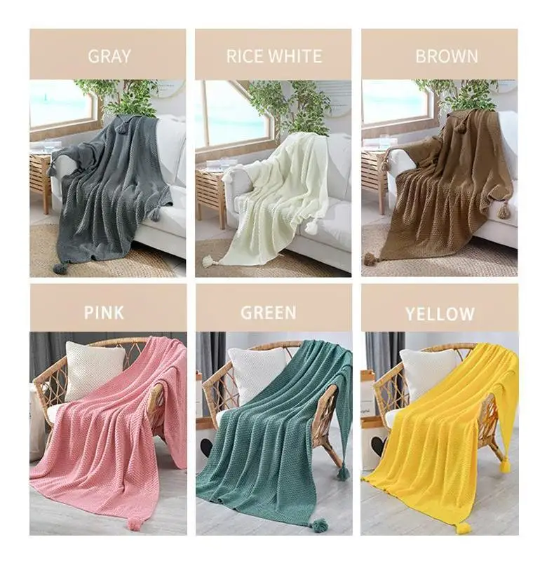 2022 Hot Sale Decorative Throw Blanket Office Lunch Break Blanket Lightweight Knit Blanket for Bed & Sofa
