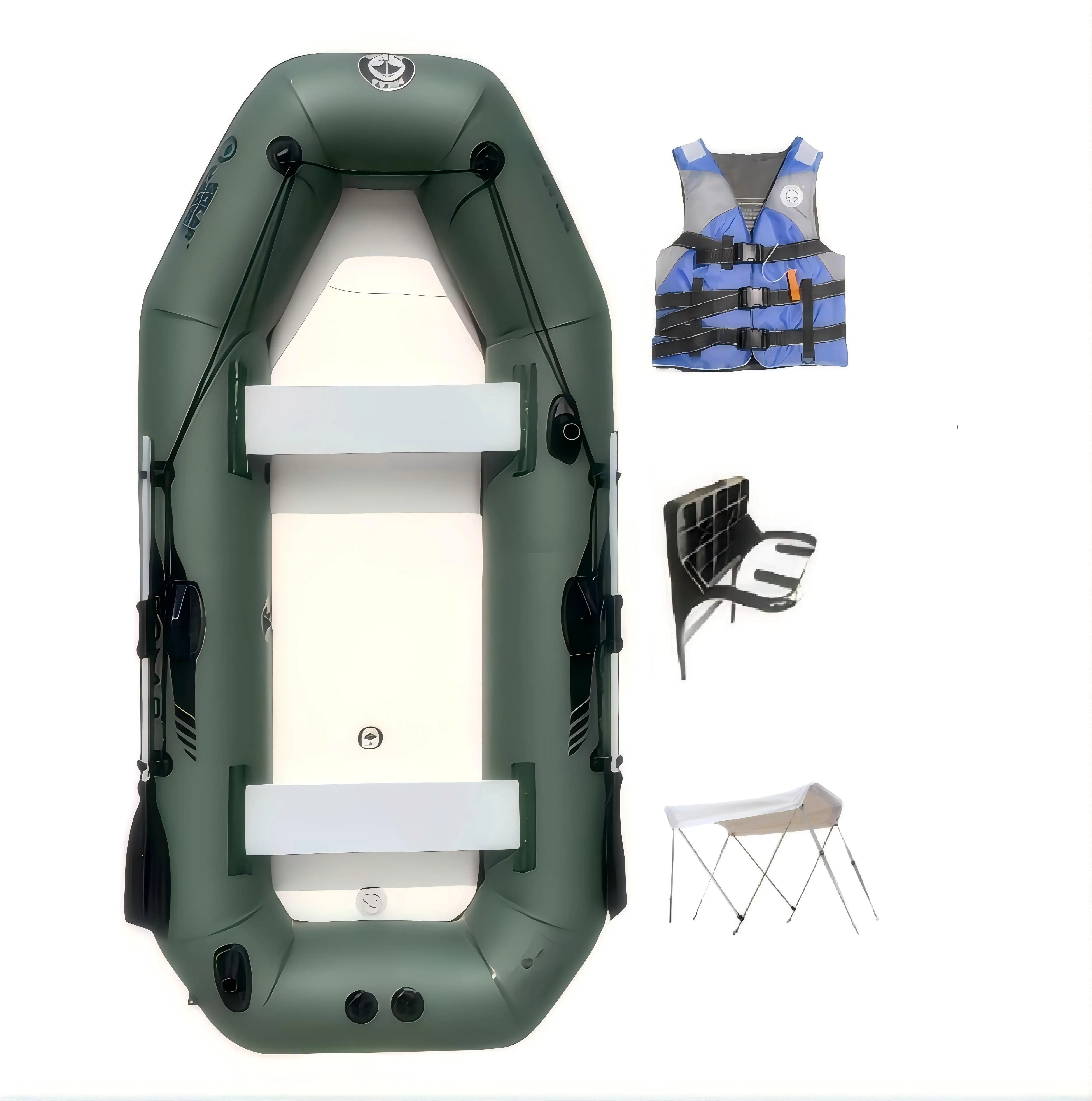 Solar Marine 3 Person PVC air Deck Floor Rowing Boats 2.6M 8.5ft 260cm Inflatable Kayak With Awning Bracket Vest Oar Accessories