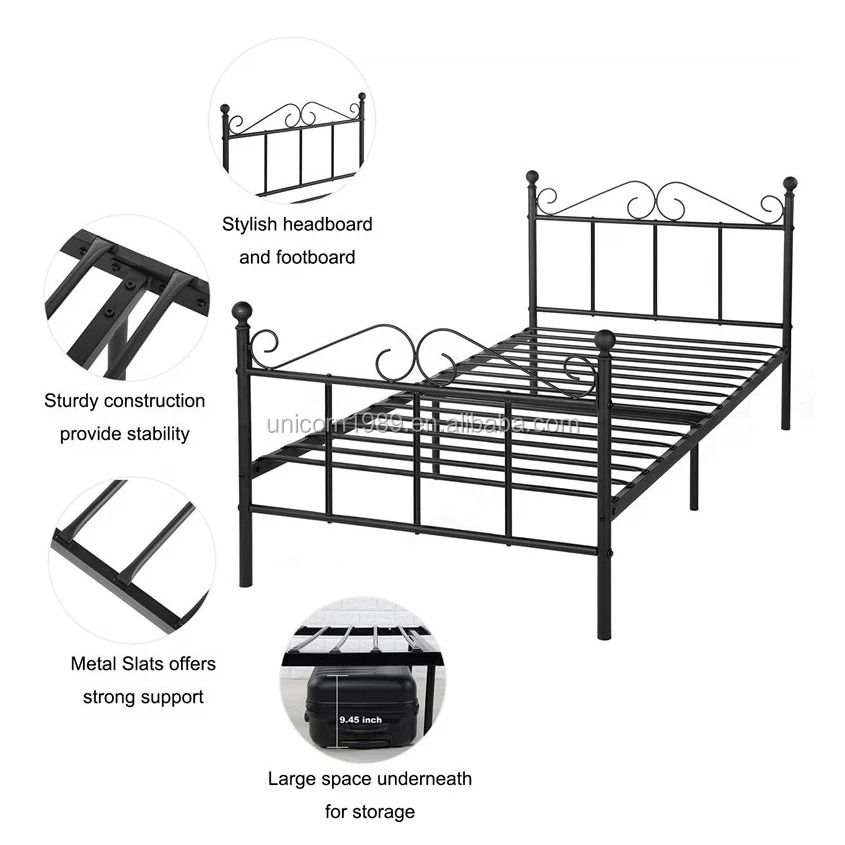 European Style Bedroom Furniture  Copulate Wrought Iron Bed Metal Platform Bed Frame Custom
