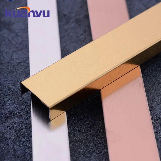 
High Quality Hot Selling Multiple Colour Luxurious Shiny Mirror 304 Stainless Steel Decorative Strips Square Edge Tile Trim 