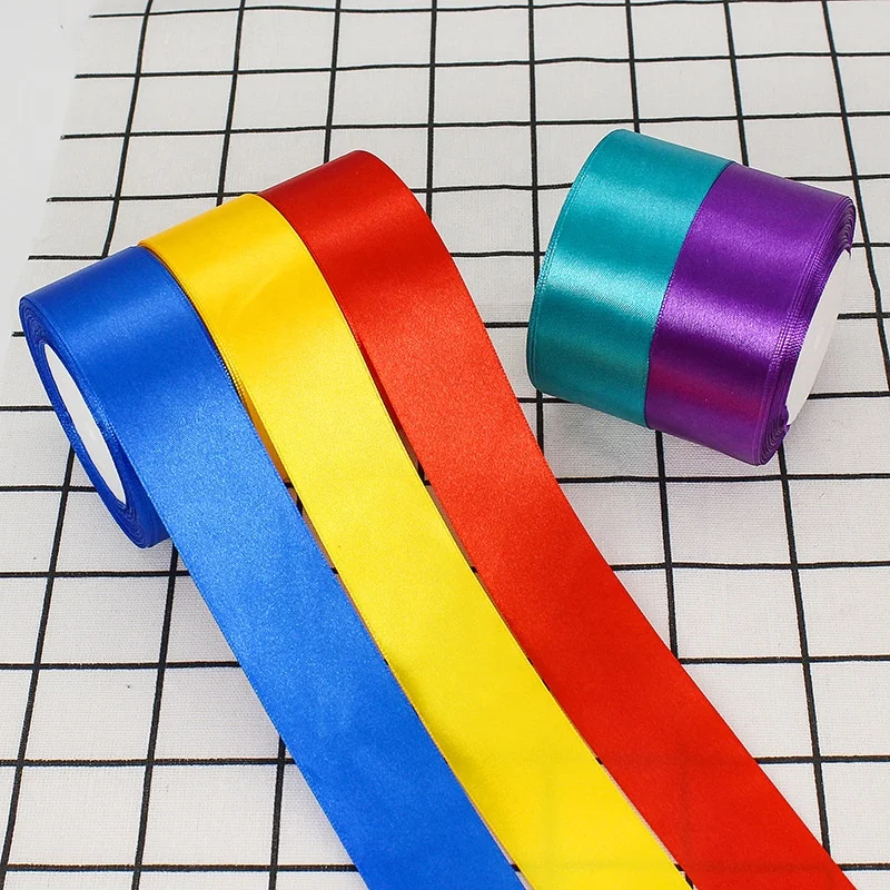 Factory Wholesale Webbing 4 cm Width Customized color 100% Polyester Smooth Satin Ribbon for gift packing roll 25 yards