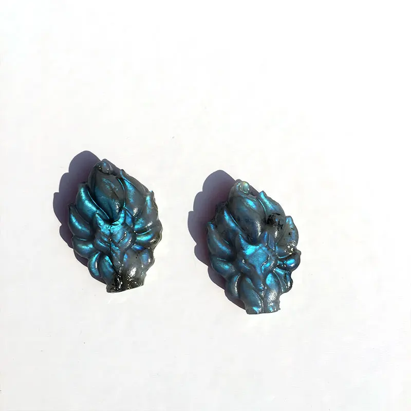 Оптовая продажа, Редкий Натуральный красивый лабрадорит, подвеска в виде лисы с девятью хвостами, резьба по лунному камню