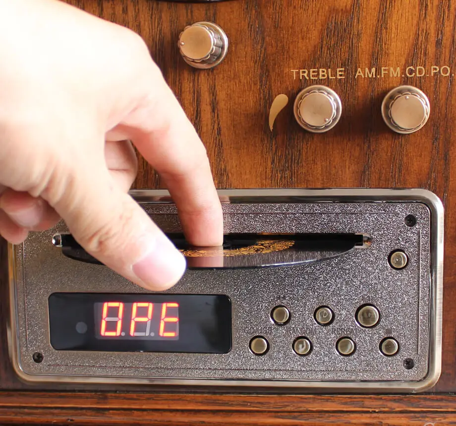 Brown Cherry Wood Wireless Digital Record Player Gramophone Music Box