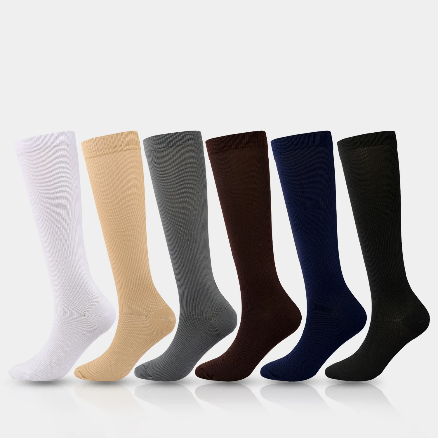 Wholesale Solid Color Knee High Knee Stockings Promotional Slimming Compression Socks For Women Men