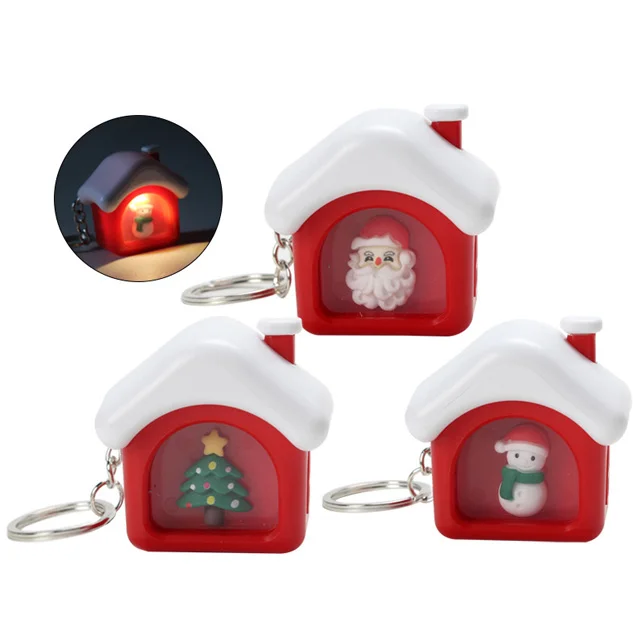 Christmas Promotional Light-Up Penguin Keychain for Kids Creative Plastic Keychain with LED Light and Sound