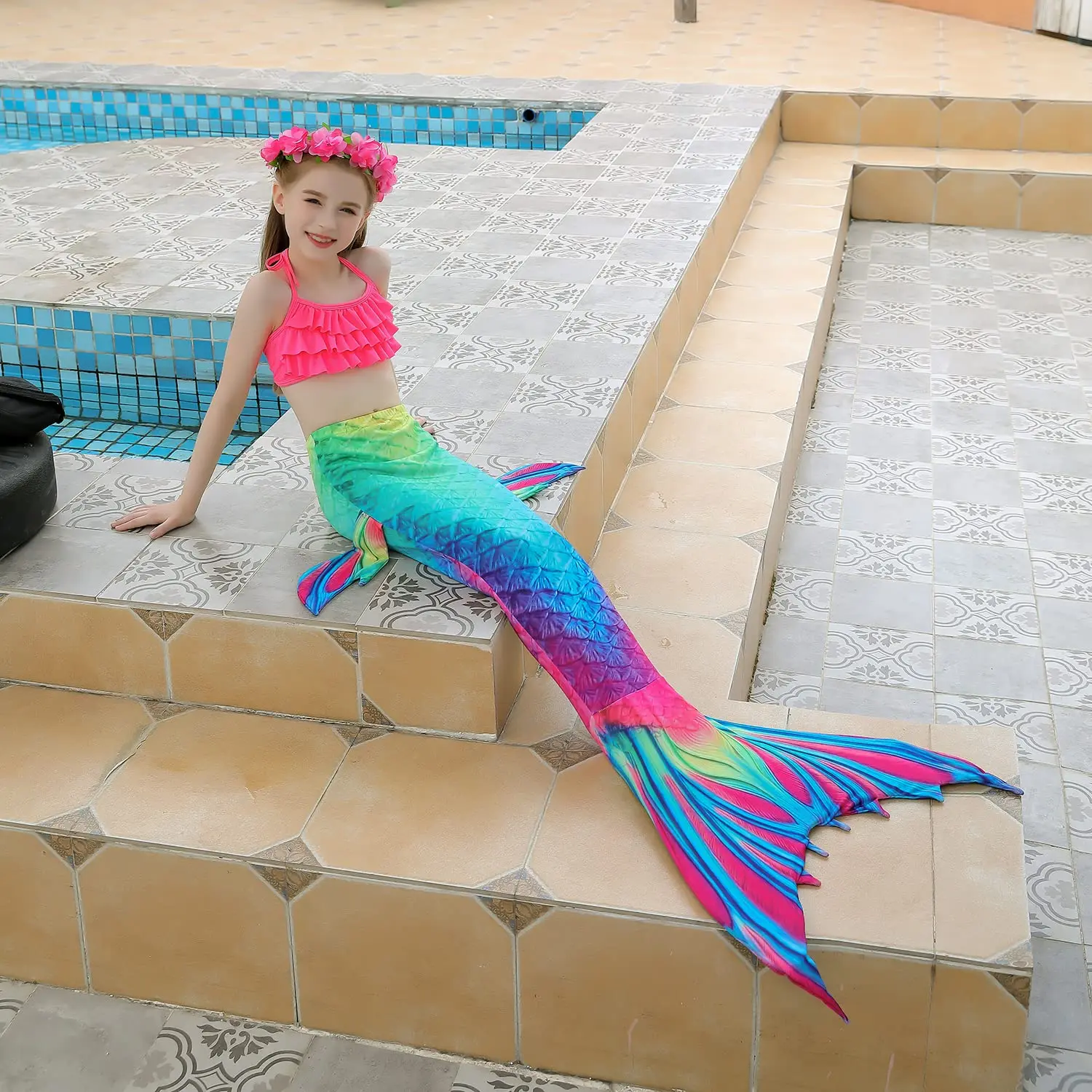 Girls Swimsuits Mermaid for Swimming Mermaid Costume Bikini Set for Big Girls Birthday Gift 3-12 Years