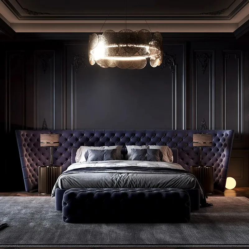 Turkish Luxury Royal King Size Bedroom Sets Elegant Super Size headboard italian Style tufted luxury bed frame full size