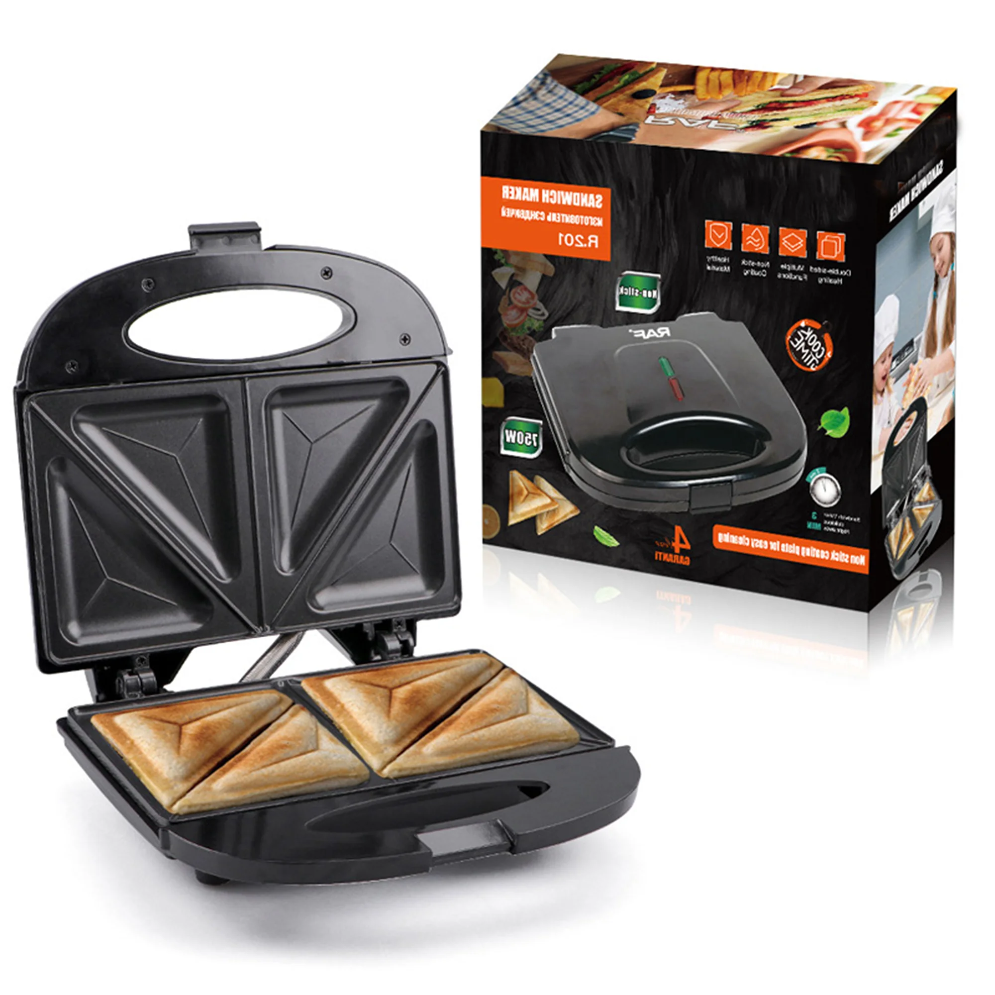 Wholesale 110V 220V Automatic Waffle Maker Detachable Breakfast Toaster Electric Panini Grill Non Stick Sandwich Machine Maker