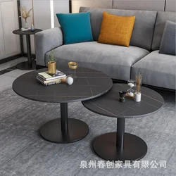 Italian light luxury rock plate dining table family small family multi-person dining table restaurant rectangular iron
