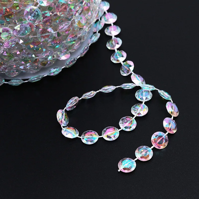 
Hongzhi Wholesale 99FT 30m Crystal Clear Bead Garland Acrylic Chandelier Hanging Garland For Wedding Decor 