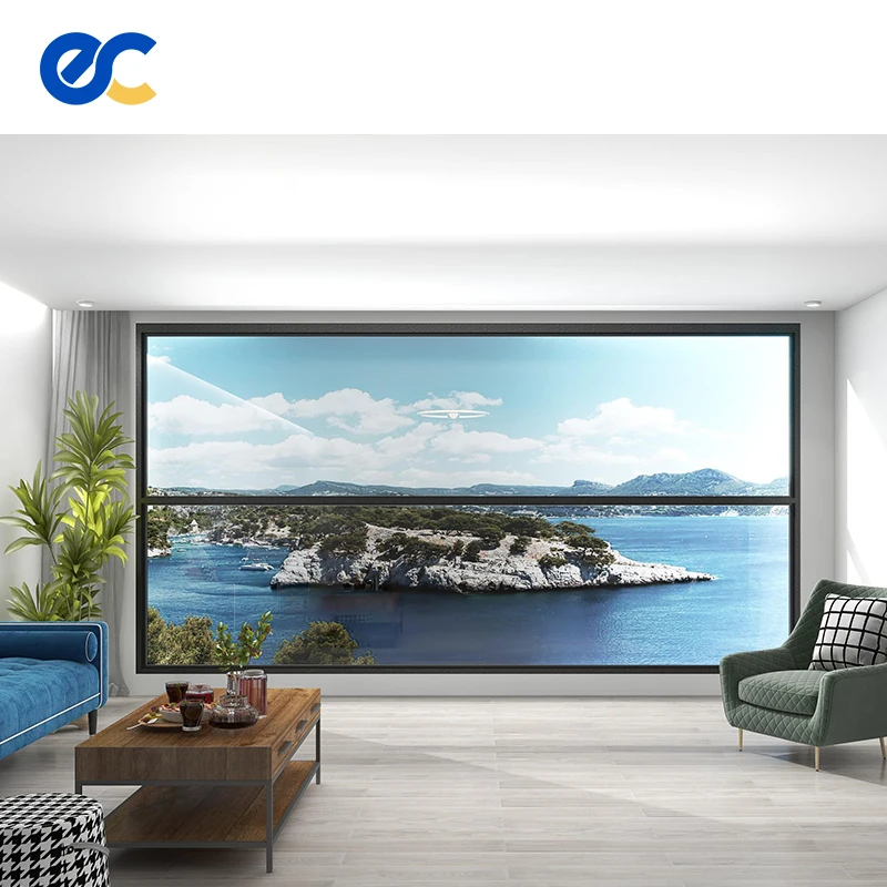 Automatic Electric Lift Up Aluminum Toughened Glass Window Multifunction Soundproof Verticals lifting Balcony Windows