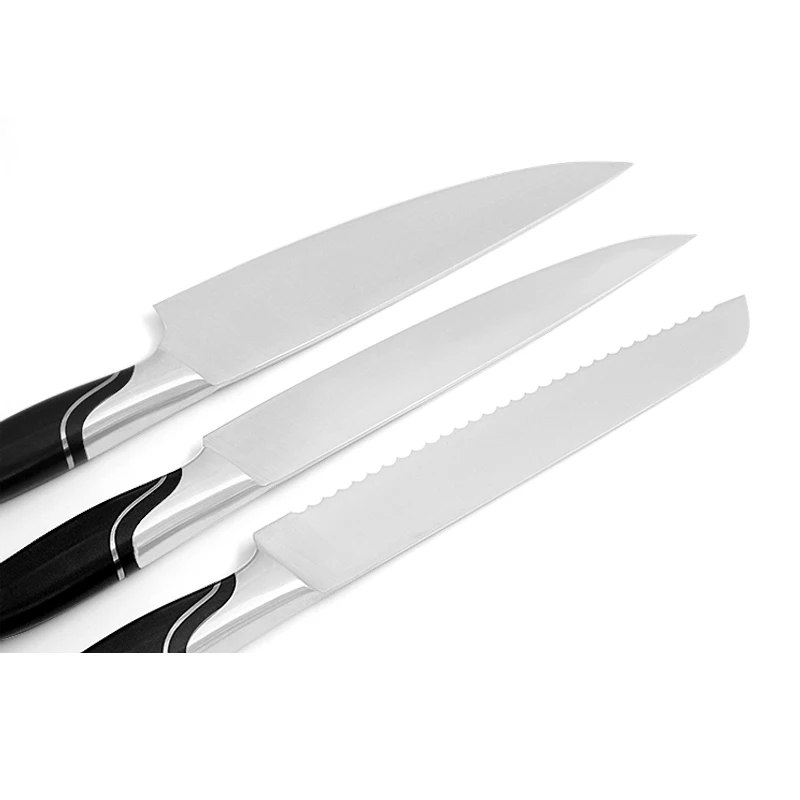 
Factory offer kitchen knife set 12pcs stainless steel ABS handle wooden block knife sets 