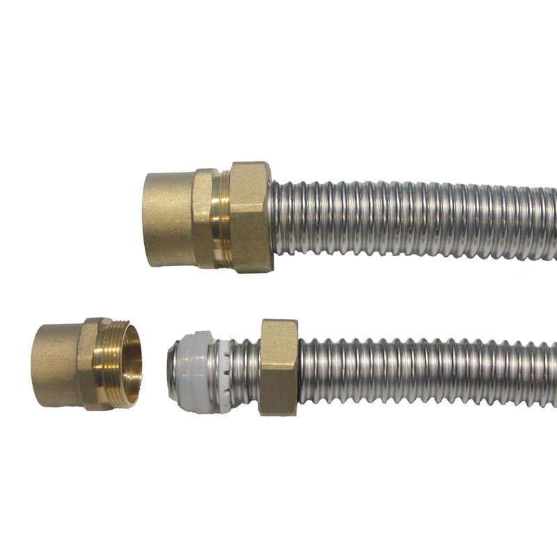 28Flexible Corrugated Stainless Steel Tubing pipe brass copper Adapter Fittings gas connector plumbing water pipe