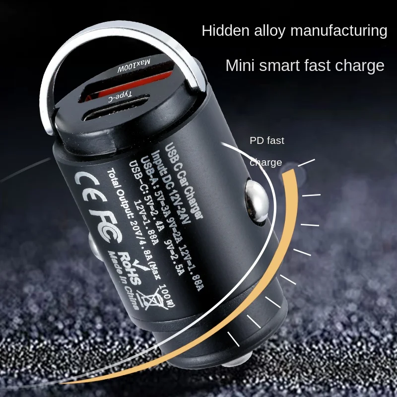New Arrival 100W USB C Car Charger Dual Ports Super Fast Charging Type C 80% speed increase Car/Universal Fast Charge