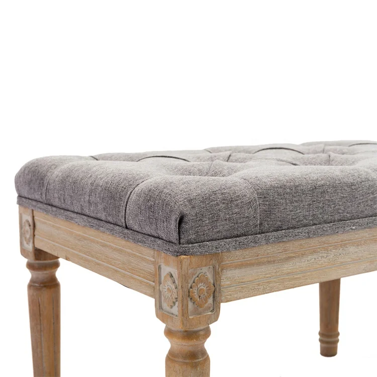 Home Stool Ottoman Upholstered Modern Bed Shoe Solid Wood Living Room Bedroom Seating coffee table Wooden Long Bench Chair