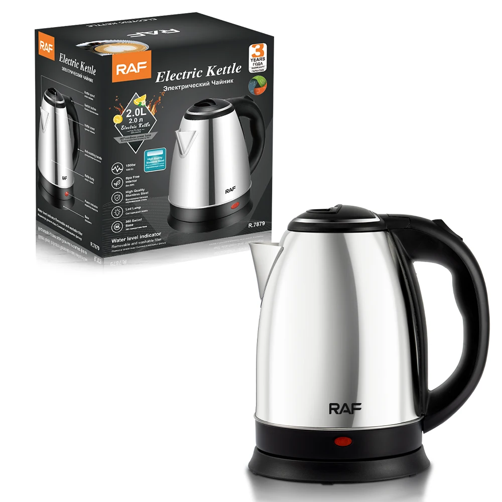 RAF Hot Selling Stainless Steel 1500W Fast Heating 2.0L Large Capacity Electric Kettle