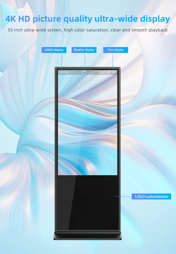 49inch ultra-thin floor-mounted advertising Totem indoor LCD digital signage display Android touch screen kiosk