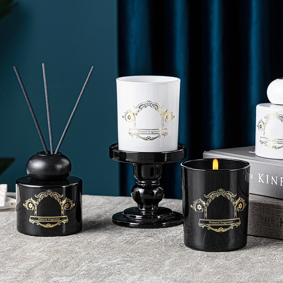 2022 Customized private label luxury glossy matte glass bottle home room fragrance oil reed diffuser