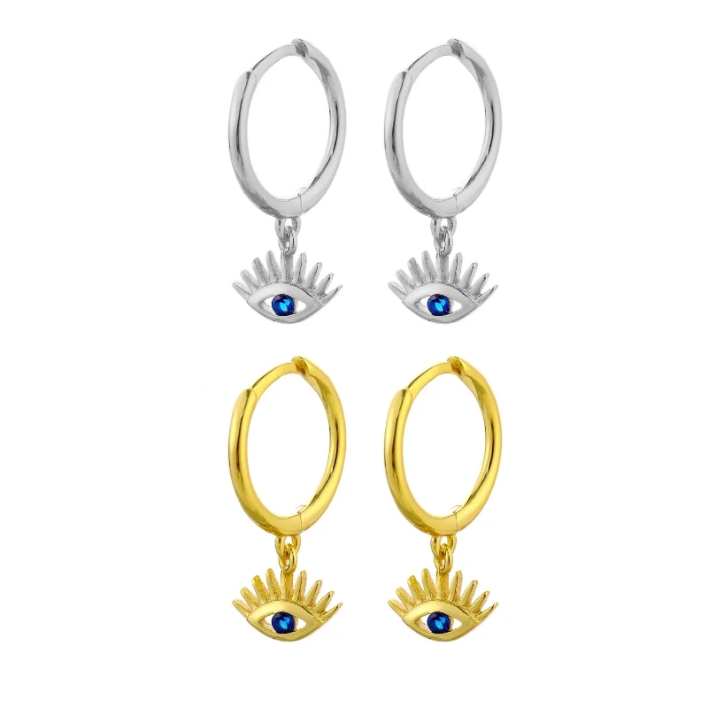 Colorful Rainbow Copper Hoops Earring For Women Demon Eye Gift Smile Face Earrings Jewelry Crown Earrings