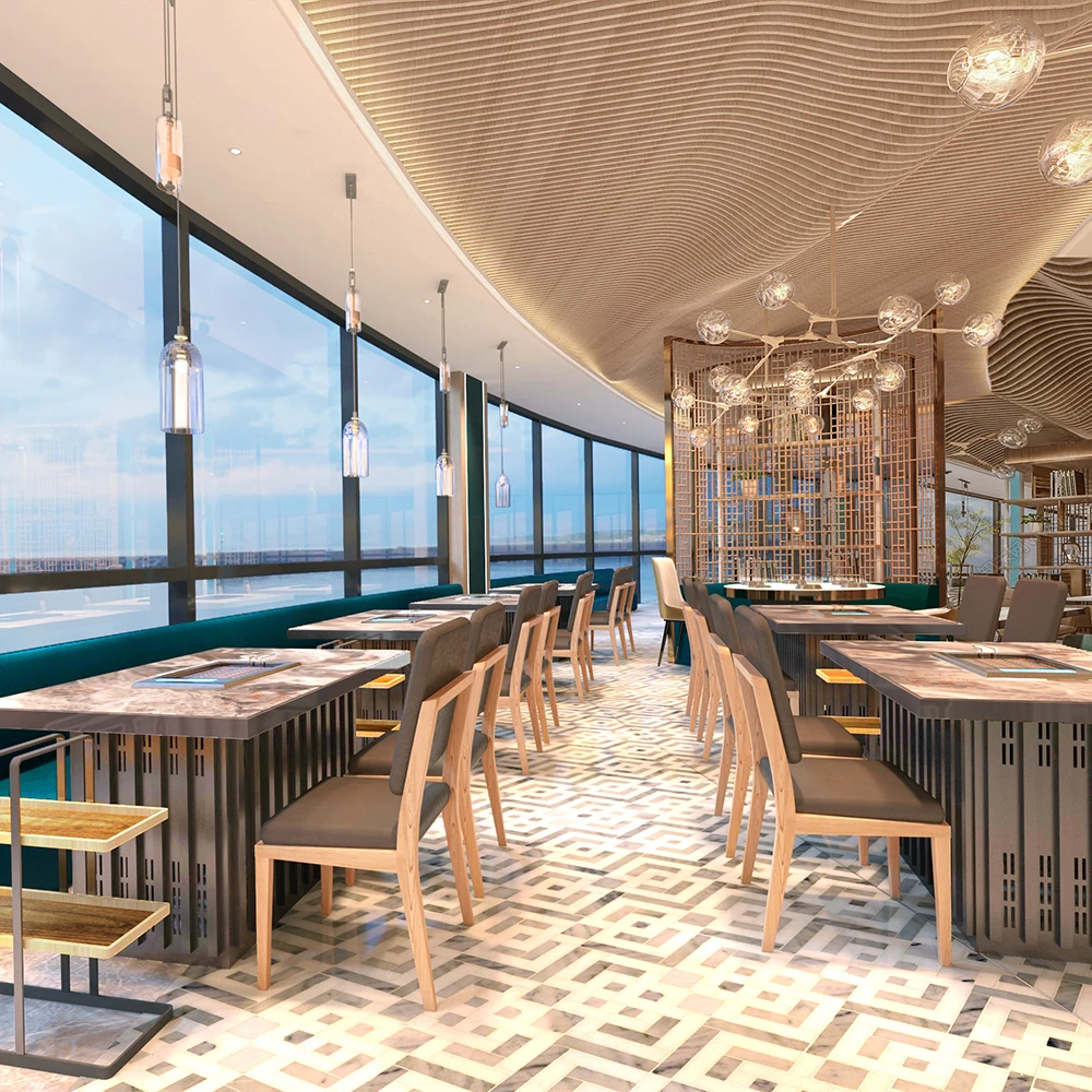 Китайский производитель 4 сидения для уменьшения используется нержавеющая сталь металлическая основа Ресторан горячий горшок обеденный стол