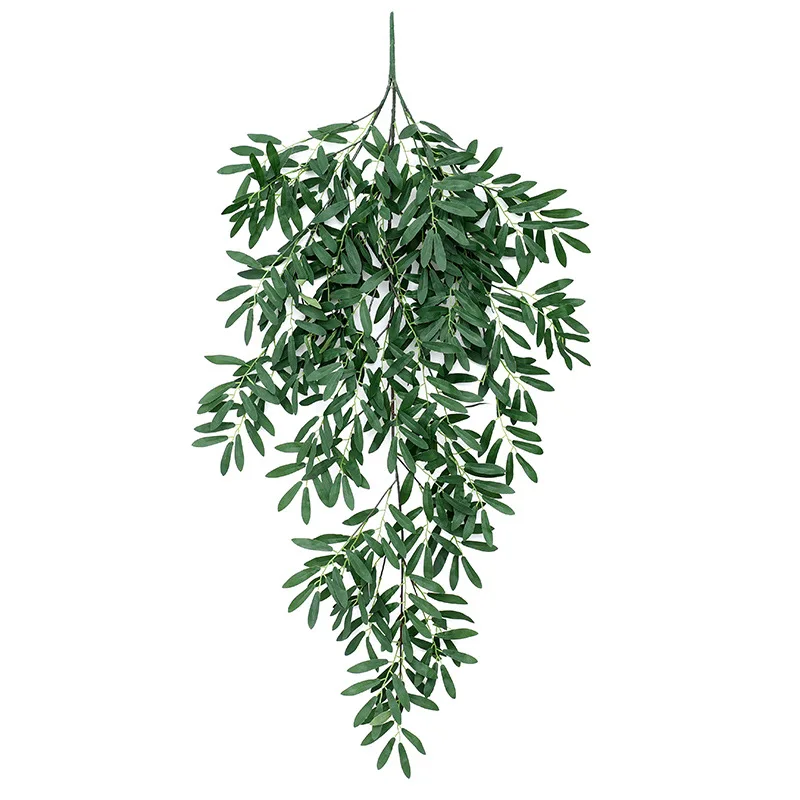 imitation olive leaf branch wall hanging green plant plastic vines artificial  green leaves garden false leaves