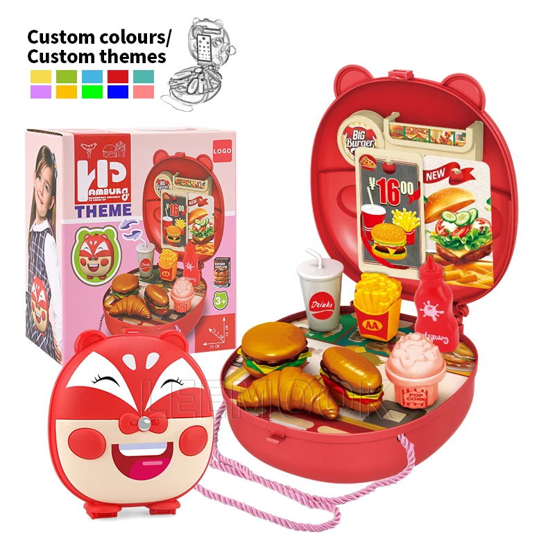 Leemook Custom Hot Sale Fast Food Burger Play House Toys Kids Pretend Play Toy For Girls