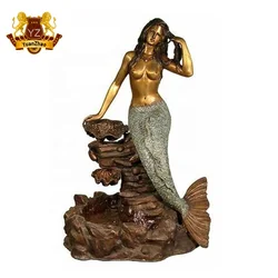 outdoor antique large size casting bronze mermaid water fountain for decoration