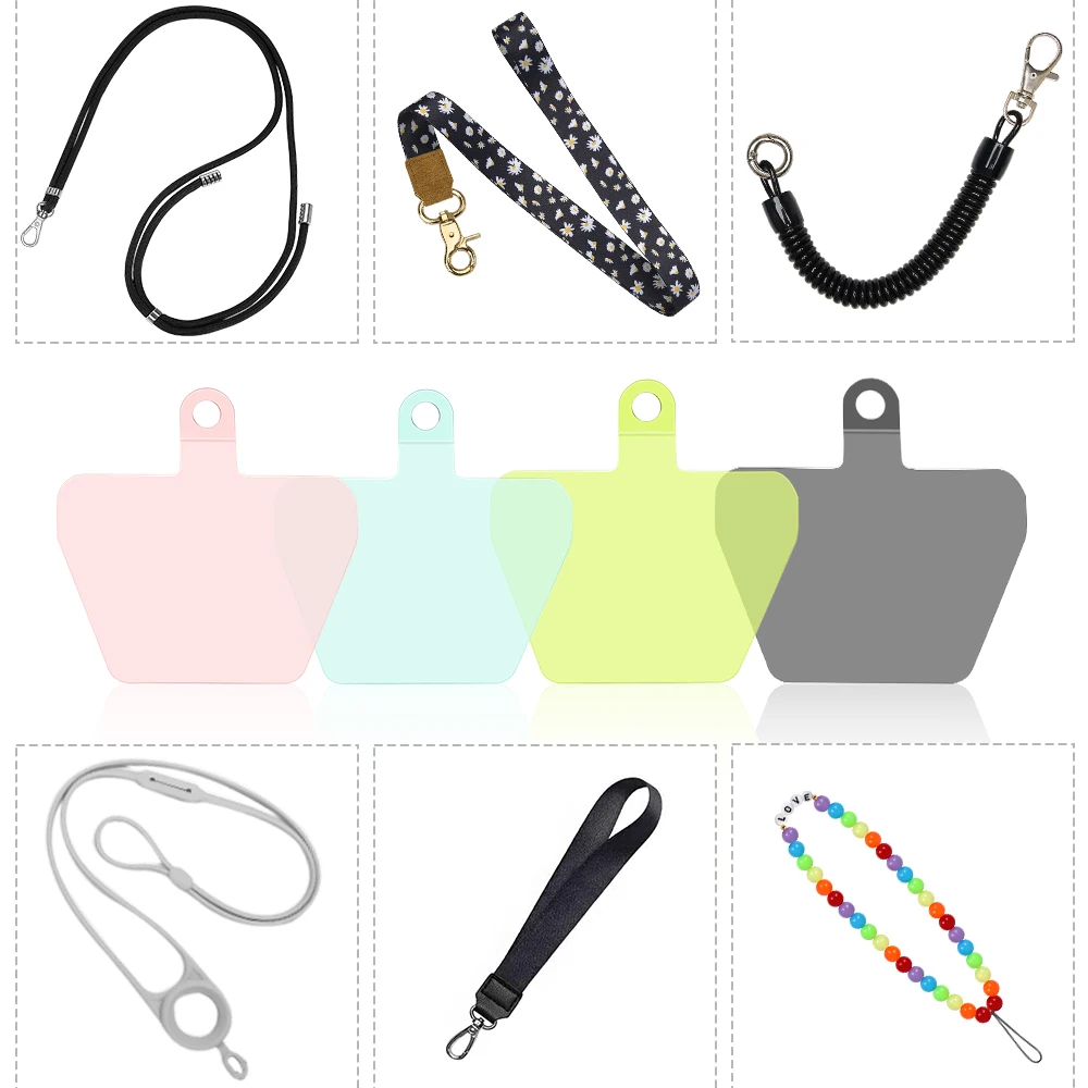 Patent mobile phone patch universal phone strap tether tab transparent connector card for phone lanyard