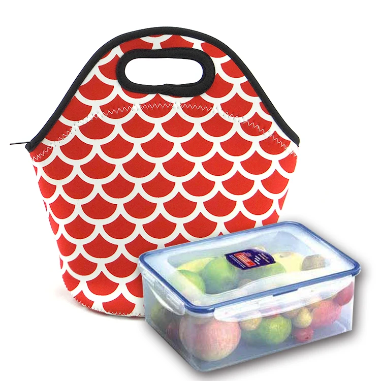 Full custom printed insulated neoprene  lunch tote cooler bag