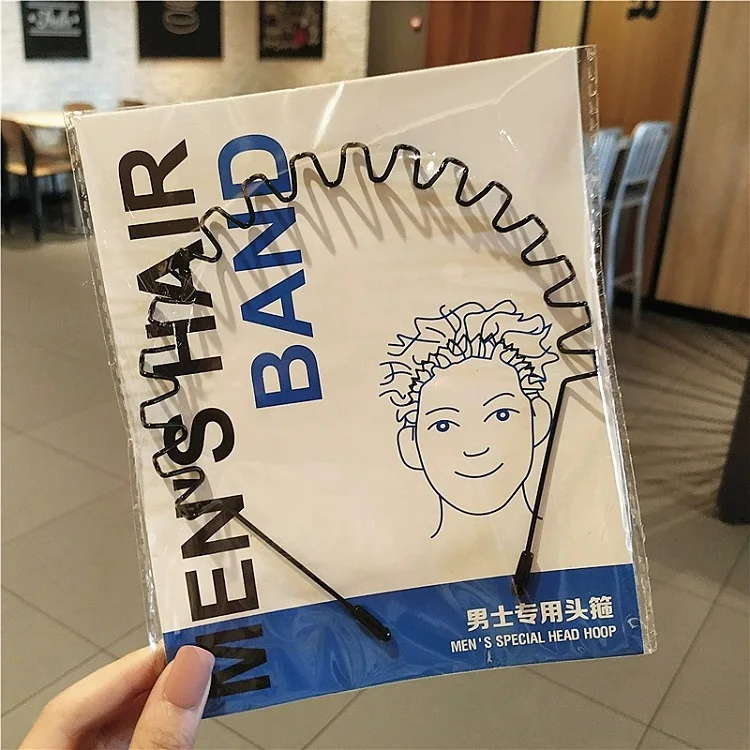 Fashion movement metal man head band black wavy hair women head band