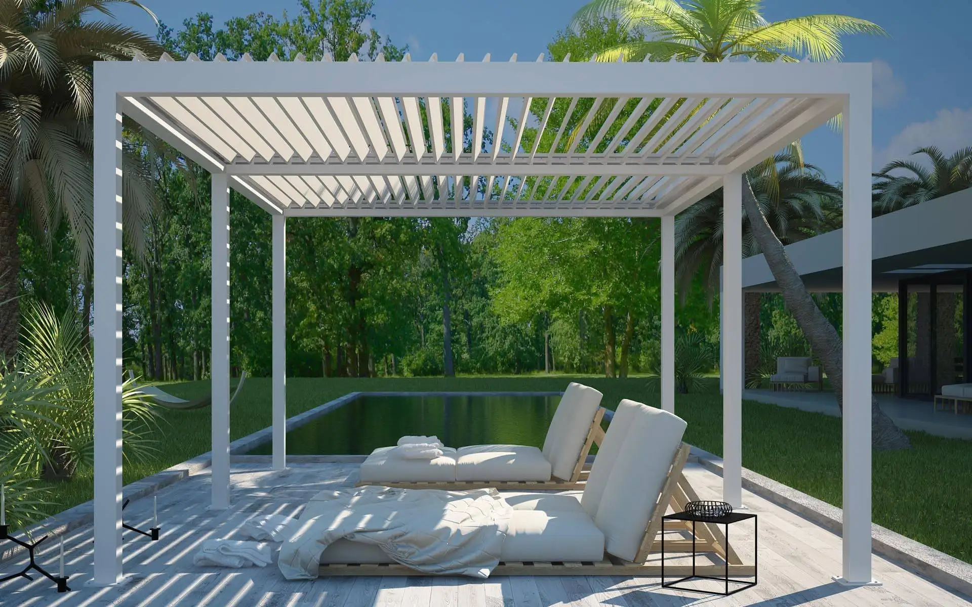 AS2047 TOMA Modern Aluminium Alloy pergola louvre Horizontal Opening Style Pergola Support Shutter
