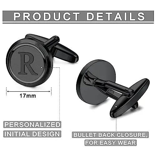 Custom Men Gold Cuff Links Personalized Copper Letter Cufflinks for Groom Husband Father Boyfriend